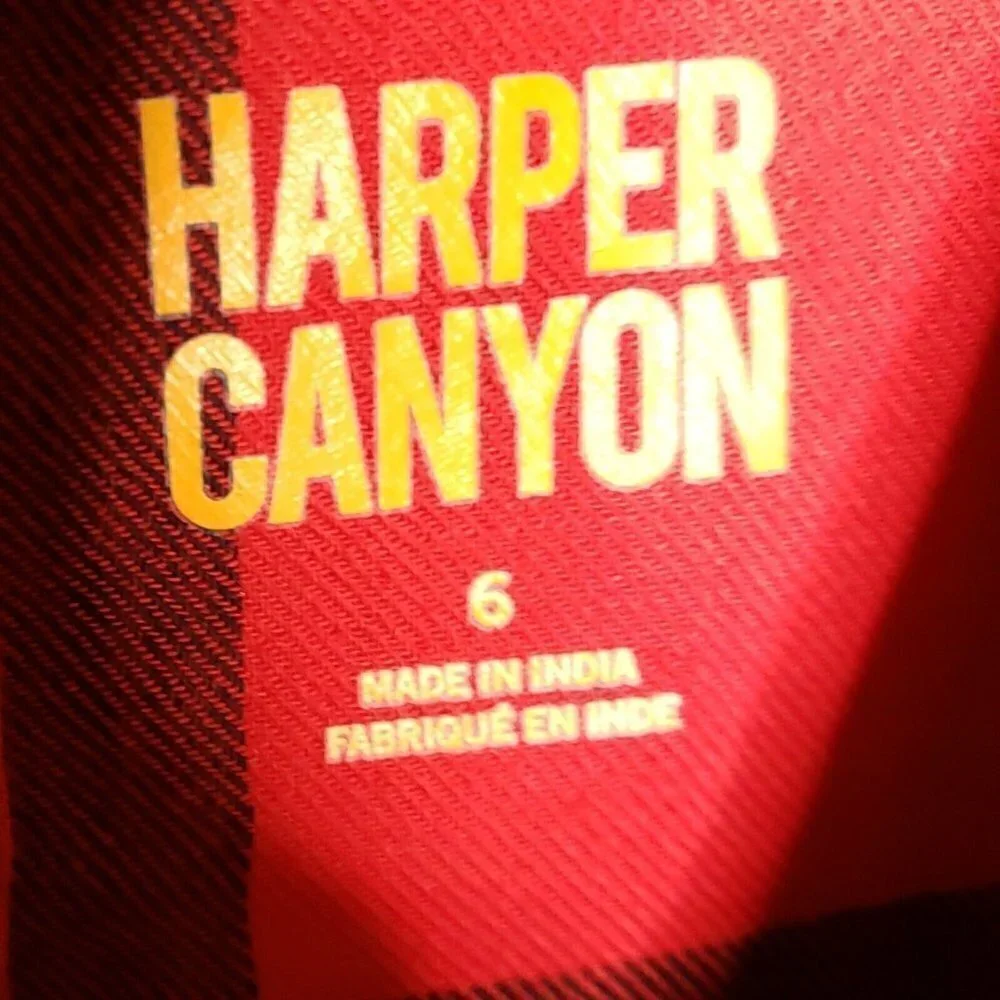 Harper Canyon Girls Buffalo Check Red Flannel Dress 6